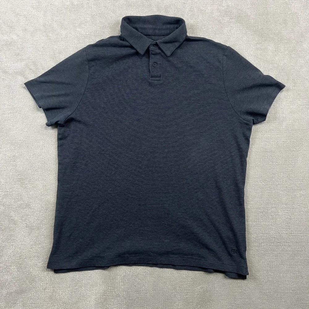Banana Republic Polo XL Mens Charcoal Gray Micro Stripe Short Sleeve Cotton